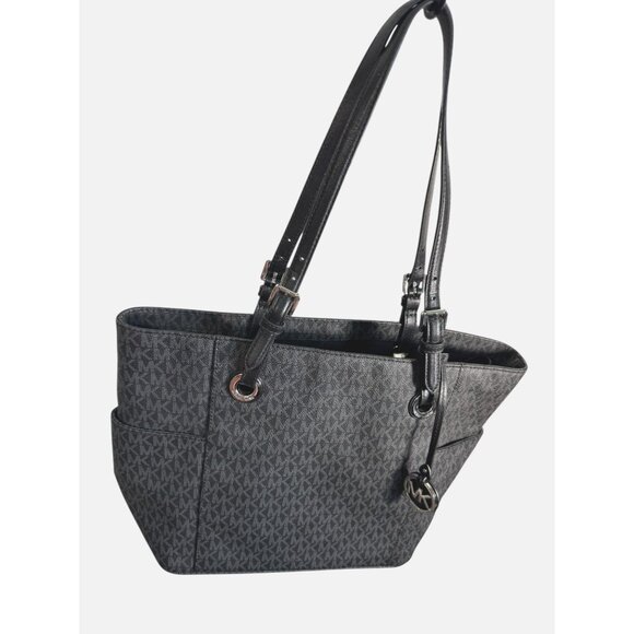 Michael‎ Kors Jet Set Signature Black Monogrammed PVC Tote Bag - Picture 5 of 15